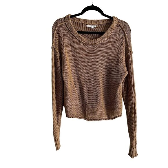 American Eagle Outfitters Sweaters - American Eagle Women SZ S Brown Long Sleeve Loose Knit Cropped Pullover Sweater